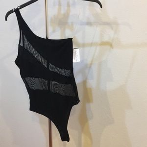 Windsor one shoulder mesh detail bodysuit